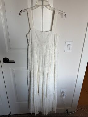 Hunter Bell White Maxi Sundress with Textured Tiered Skirt